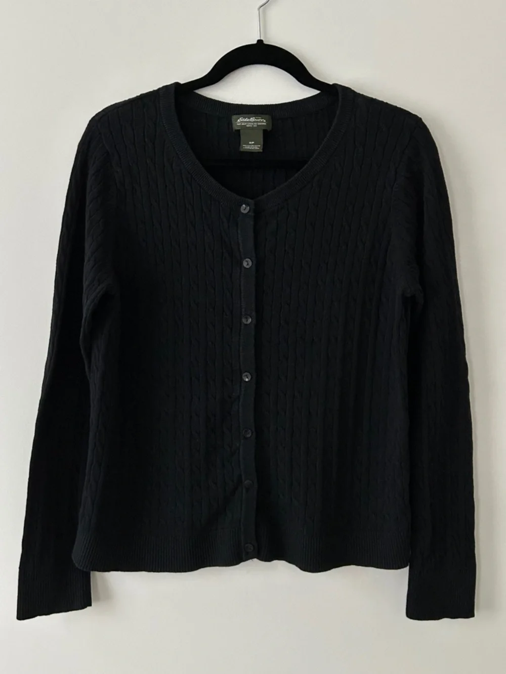 Eddie Bauer 100% Cotton Cable Knit Button Up Cardigan